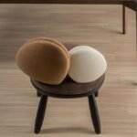 Two-Tone Cushion Chair Black Frame Curved Legs Modern Accent Seating