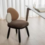 Two-Tone Cushion Chair Black Frame Curved Legs Modern Accent Seating