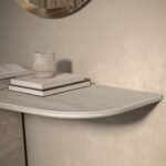 Beige Marble Console Table Tapered Pedestal Modern Minimalist Furniture