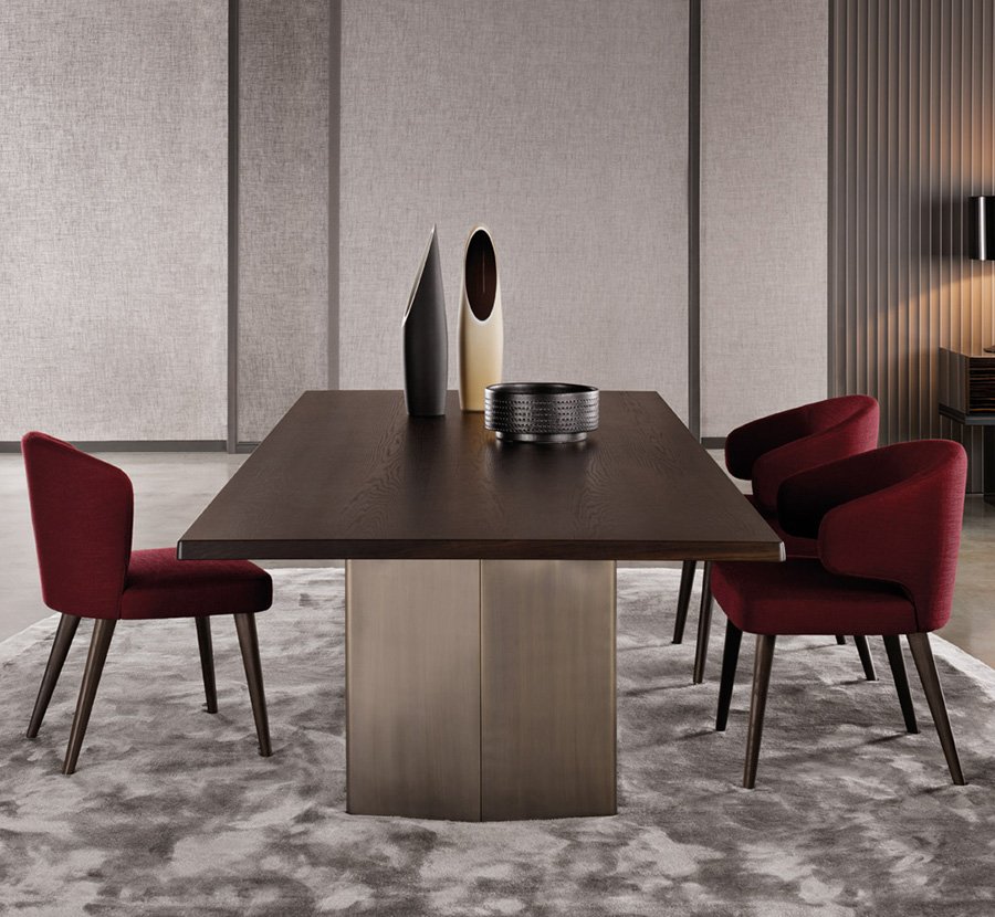 Burgundy Fabric Upholstered Walnut Leg Modern Dining Armchair