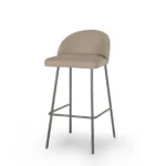 Beige Fabric Bar Stool with Gunmetal Metal Frame