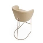 Beige Upholstered Bar Stool with Brushed Metal Frame