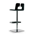 Black Upholstered Adjustable Chrome Base Bar Stool with Footrest