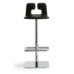 Black Upholstered Adjustable Chrome Base Bar Stool with Footrest