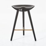 Black Wooden Bar Stool with Gold Metal Footrest