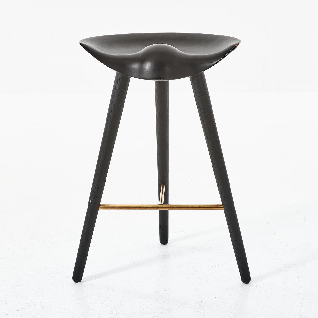 Black Wooden Bar Stool with Gold Metal Footrest