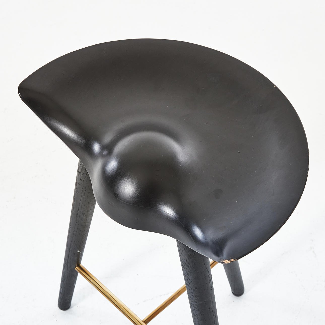 Black Wooden Bar Stool with Gold Metal Footrest