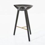 Black Wooden Bar Stool with Gold Metal Footrest