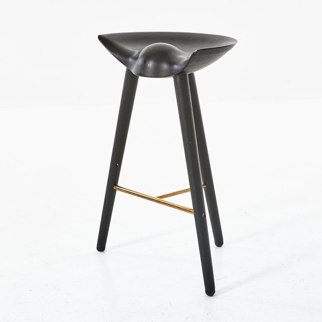Black Wooden Bar Stool with Gold Metal Footrest