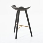 Black Wooden Bar Stool with Gold Metal Footrest