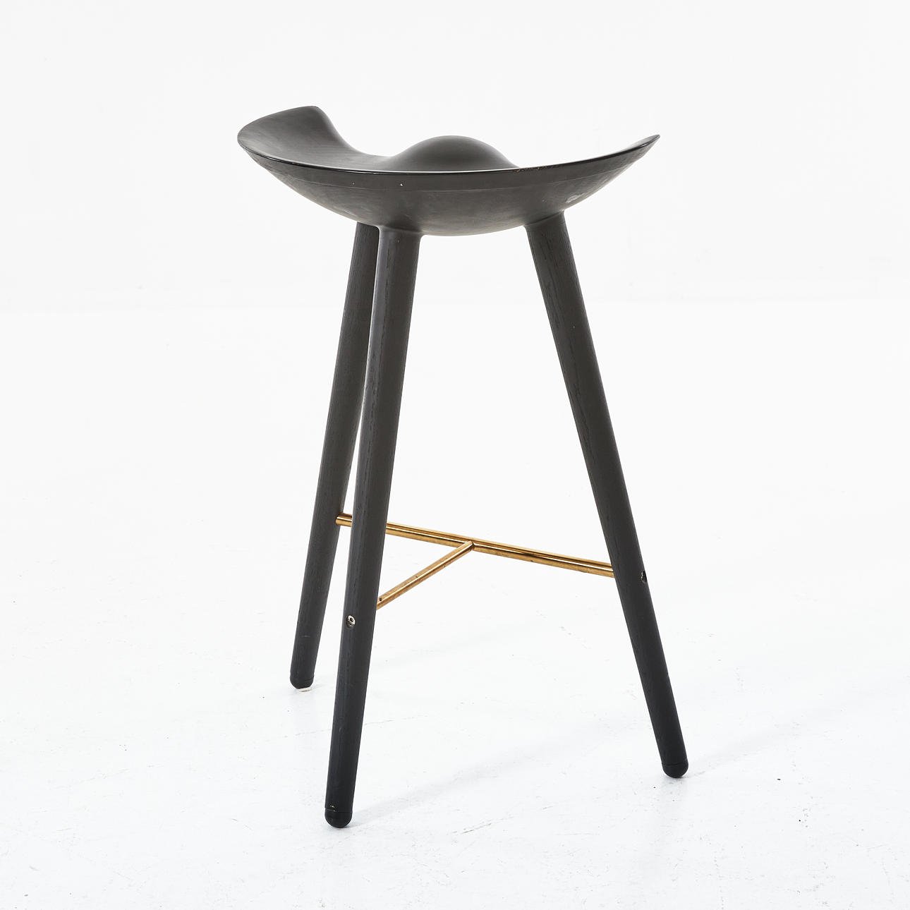 Black Wooden Bar Stool with Gold Metal Footrest