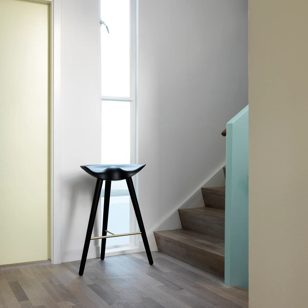 Black Wooden Bar Stool with Gold Metal Footrest