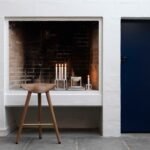 Black Wooden Bar Stool with Gold Metal Footrest