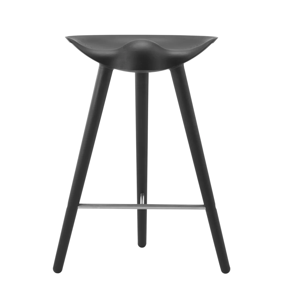 Black Wooden Bar Stool with Gold Metal Footrest