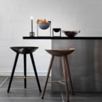 Black Wooden Bar Stool with Gold Metal Footrest