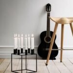 Black Wooden Bar Stool with Gold Metal Footrest