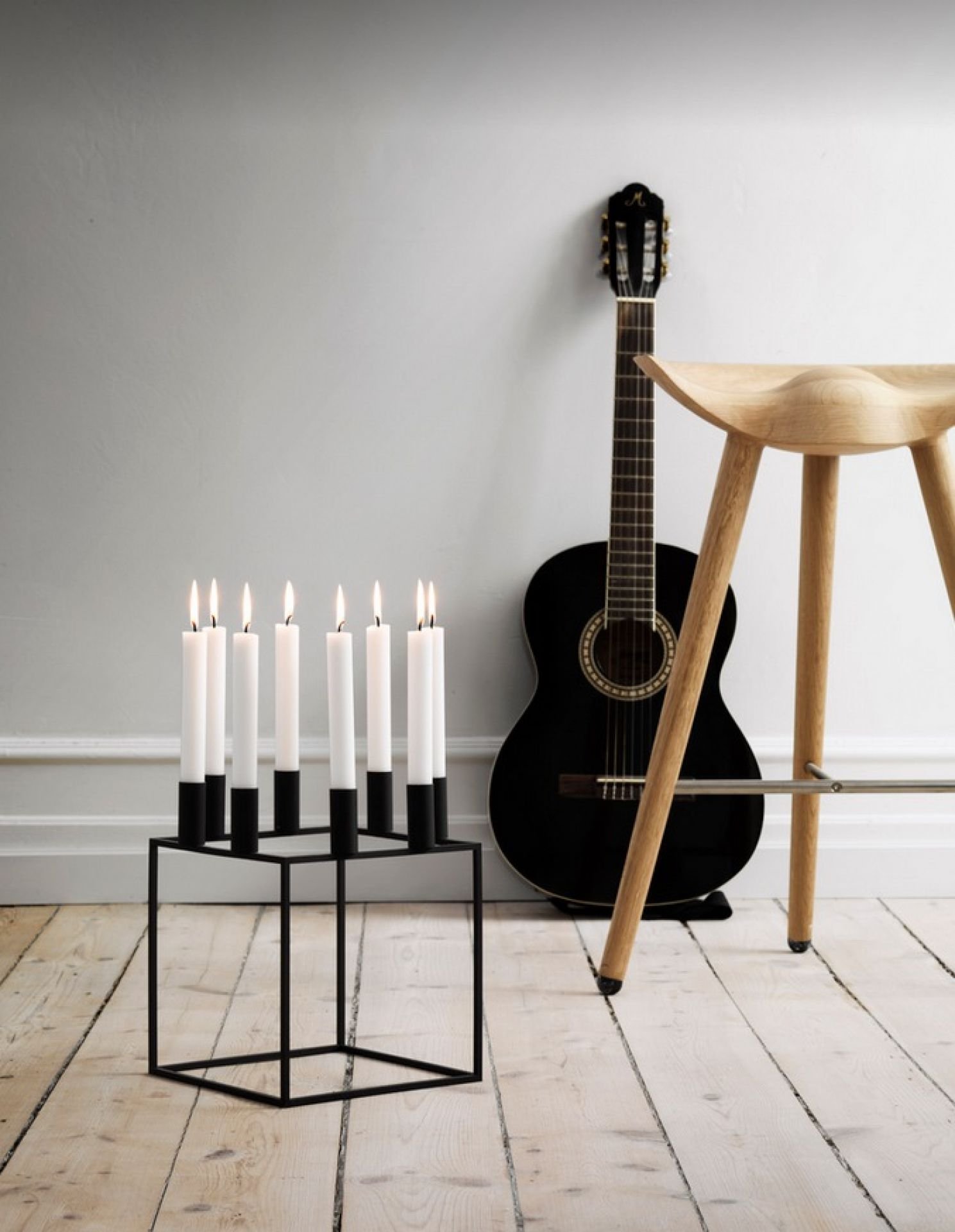 Black Wooden Bar Stool with Gold Metal Footrest