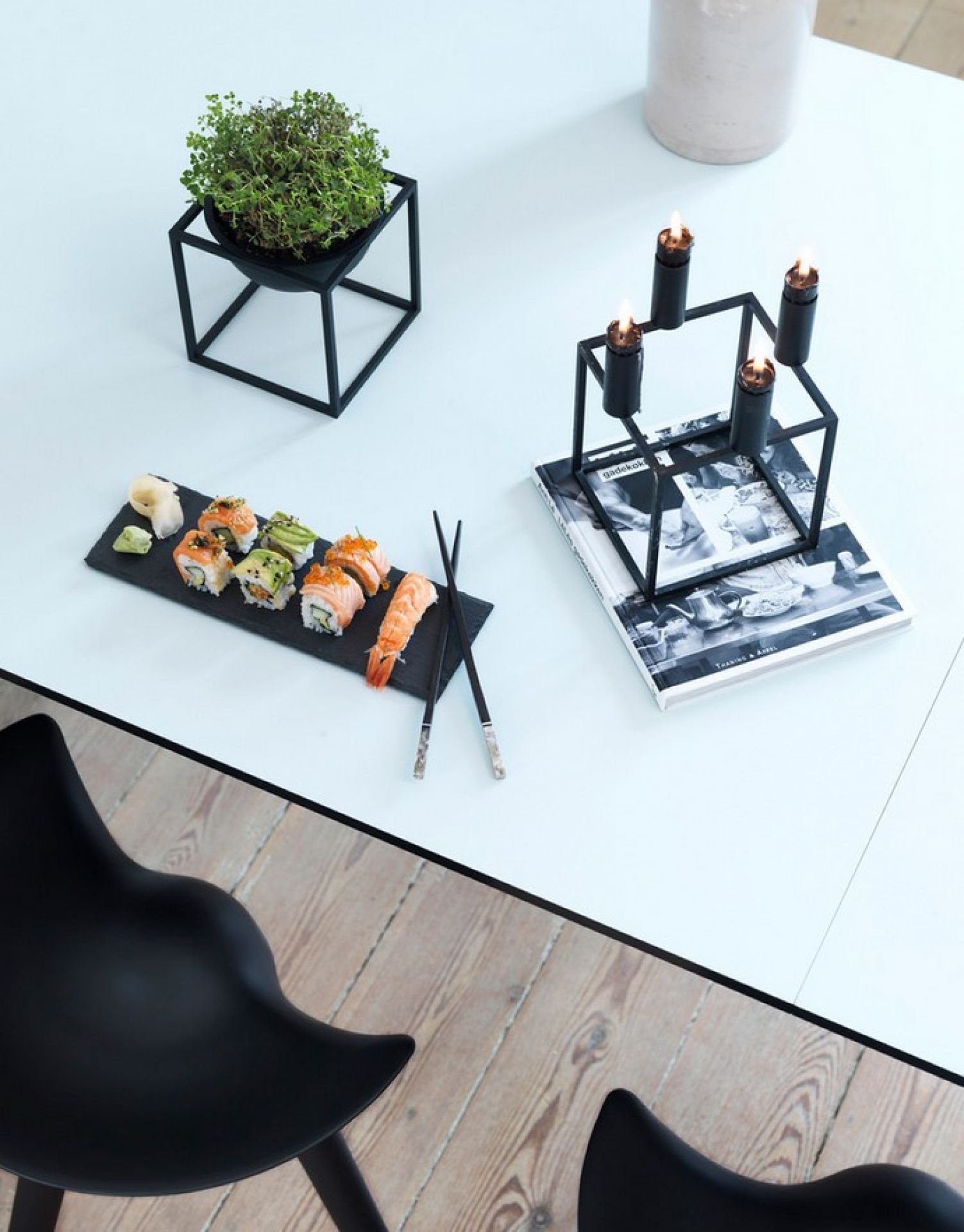 Black Wooden Bar Stool with Gold Metal Footrest