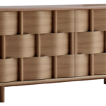 Oak Woven Sideboard Natural Texture Modern Storage Cabinet