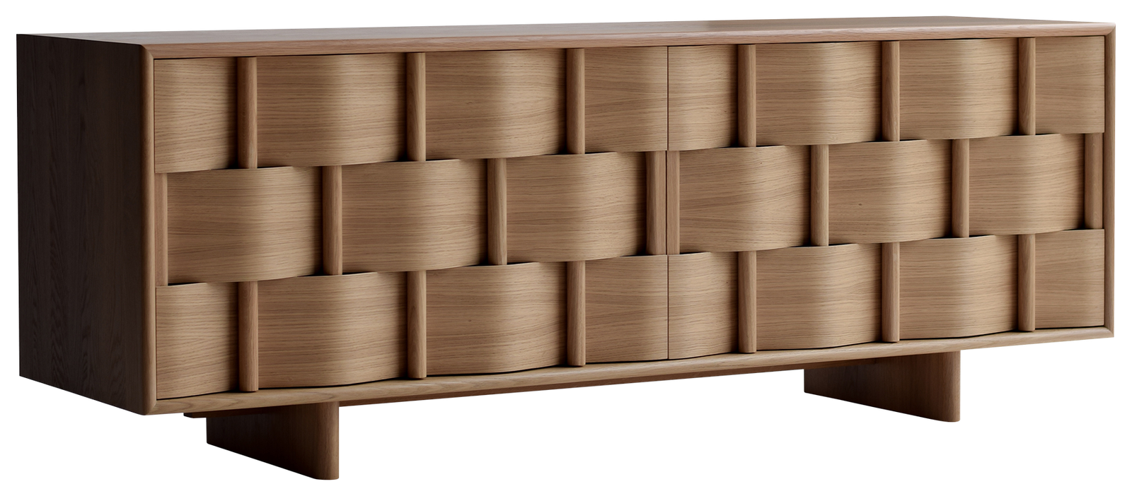 Oak Woven Sideboard Natural Texture Modern Storage Cabinet