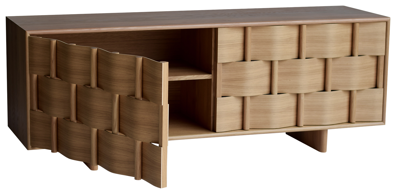 Oak Woven Sideboard Natural Texture Modern Storage Cabinet