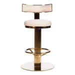 Cream Beige Upholstered Gold Adjustable Swivel Bar Stool