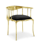 Gold Metal Frame Chair Black Velvet Seat Modern Accent Seating