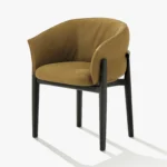 Tan Leather Armchair Dark Wood Frame Modern Accent Seating