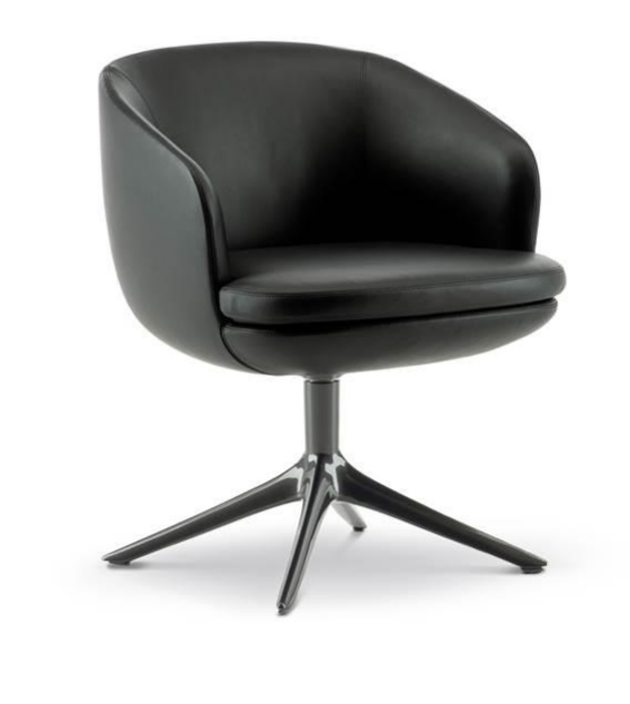 Modern Black Leather Upholstered Swivel Accent Chair
