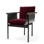 Black Frame Burgundy Velvet Upholstered Modern Accent Armchair