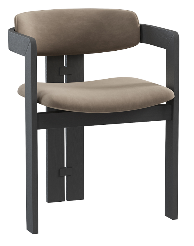 Taupe Upholstered Black Wooden Frame Modern Accent Armchair