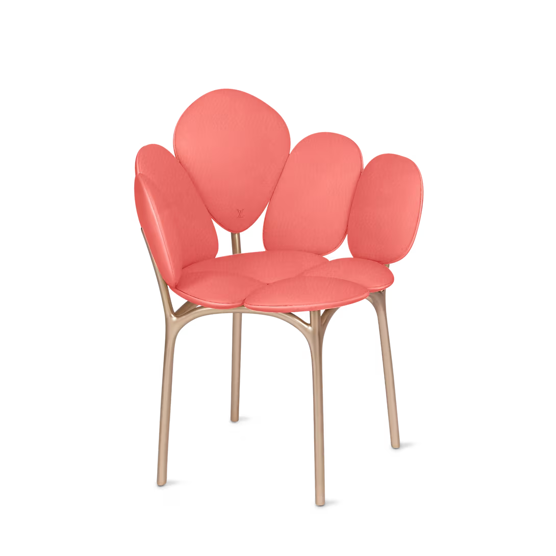 Beige Petal Shaped Upholstered Accent Chair