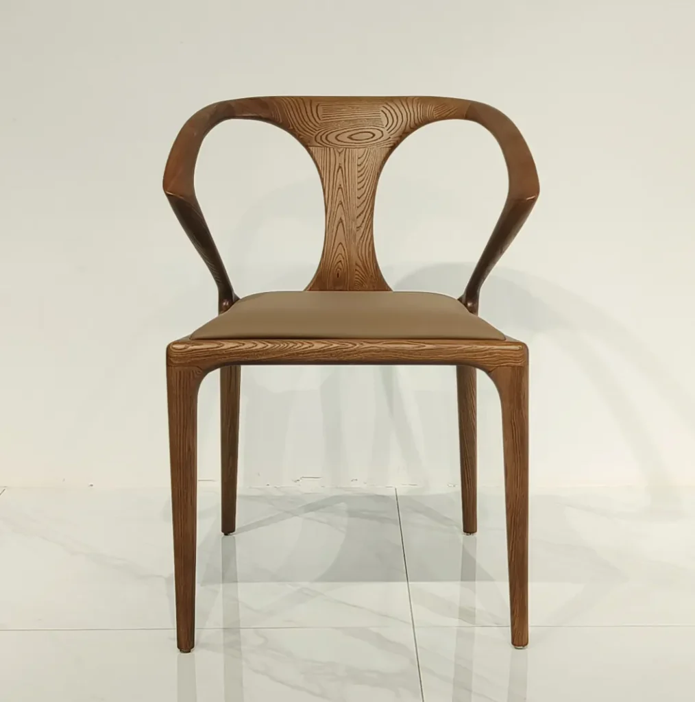 Natural Wood Frame Upholstered Seat Modern Dining Armchair