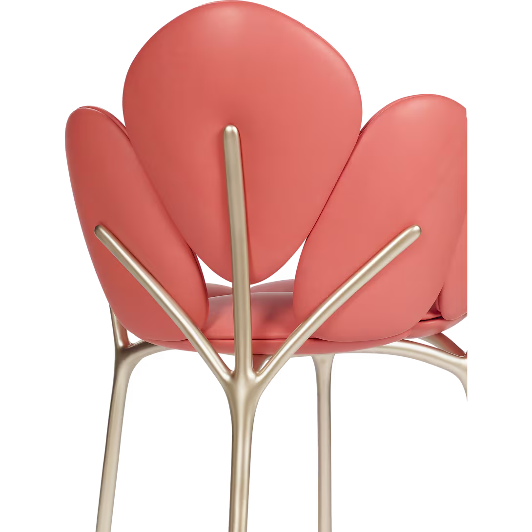 Beige Petal Shaped Upholstered Accent Chair