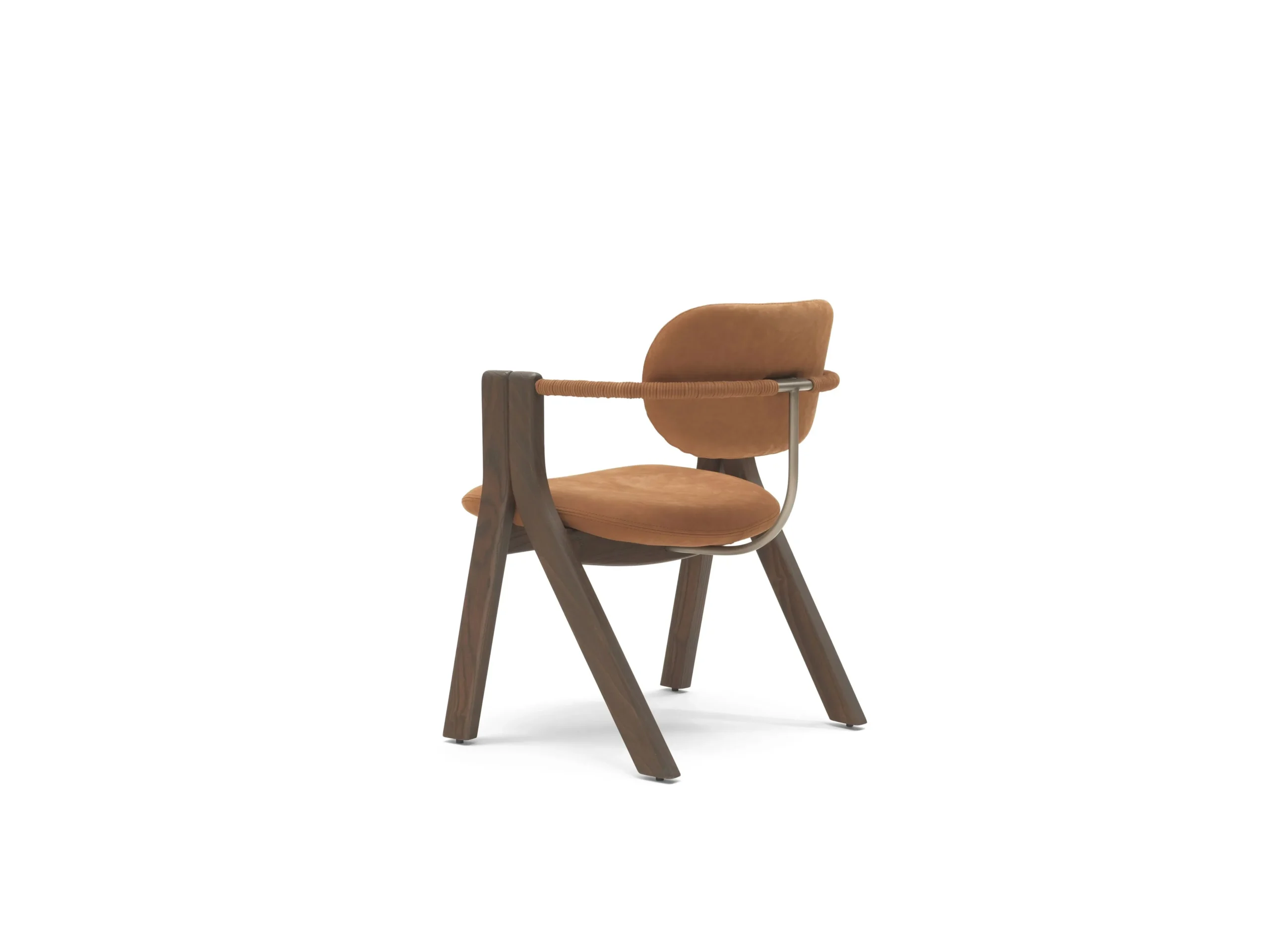 Orange Velvet Chair Oak Frame Brass Accent Modern Armchair Stylish Seating