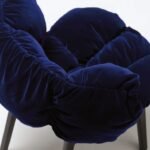 Emerald Velvet Puffy Chair Black Wood Frame Modern Accent Seating