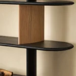 Two Tone Multi Tier Wooden Open Display Shelf with Contrast Panels