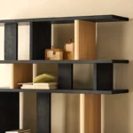 Geometric Grid Two Tone Wooden Open Display Shelf Bookcase