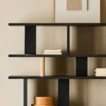 Geometric Grid Two Tone Wooden Open Display Shelf Bookcase