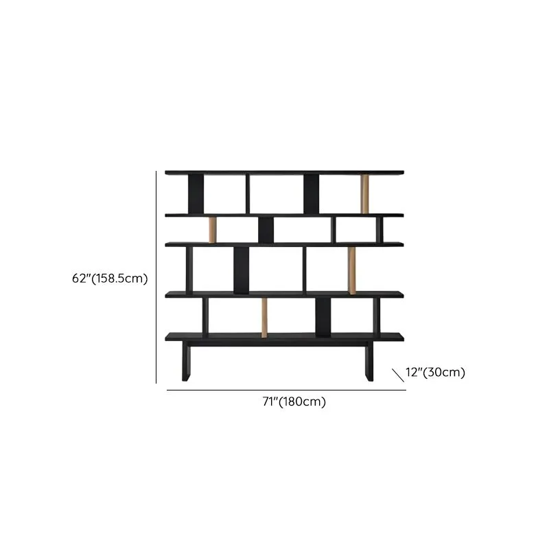 Geometric Grid Two Tone Wooden Open Display Shelf Bookcase