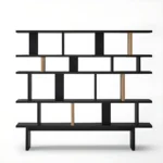 Geometric Grid Two Tone Wooden Open Display Shelf Bookcase