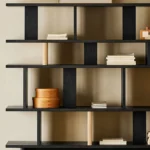 Geometric Grid Two Tone Wooden Open Display Shelf Bookcase