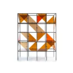 Geometric Pattern Metal Frame Open Display Bookshelf Sideboard with Acrylic Panels