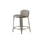 Grey Textured Fabric Bar Stool with Gold Metal Frame