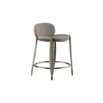 Grey Textured Fabric Bar Stool with Gold Metal Frame