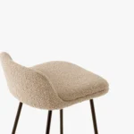 Light Beige Fabric Upholstered Metal Leg Bar Stool