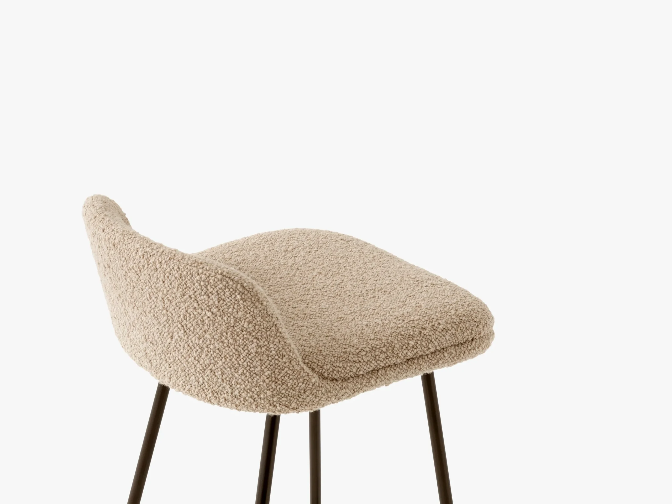Light Beige Fabric Upholstered Metal Leg Bar Stool