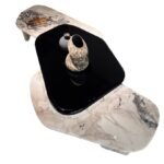 Luxury Marble Irregular Coffee Table with Black Glossy Inlay