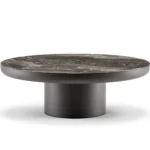 Minimalist Green Marble Round Coffee Table Metal Pedestal
