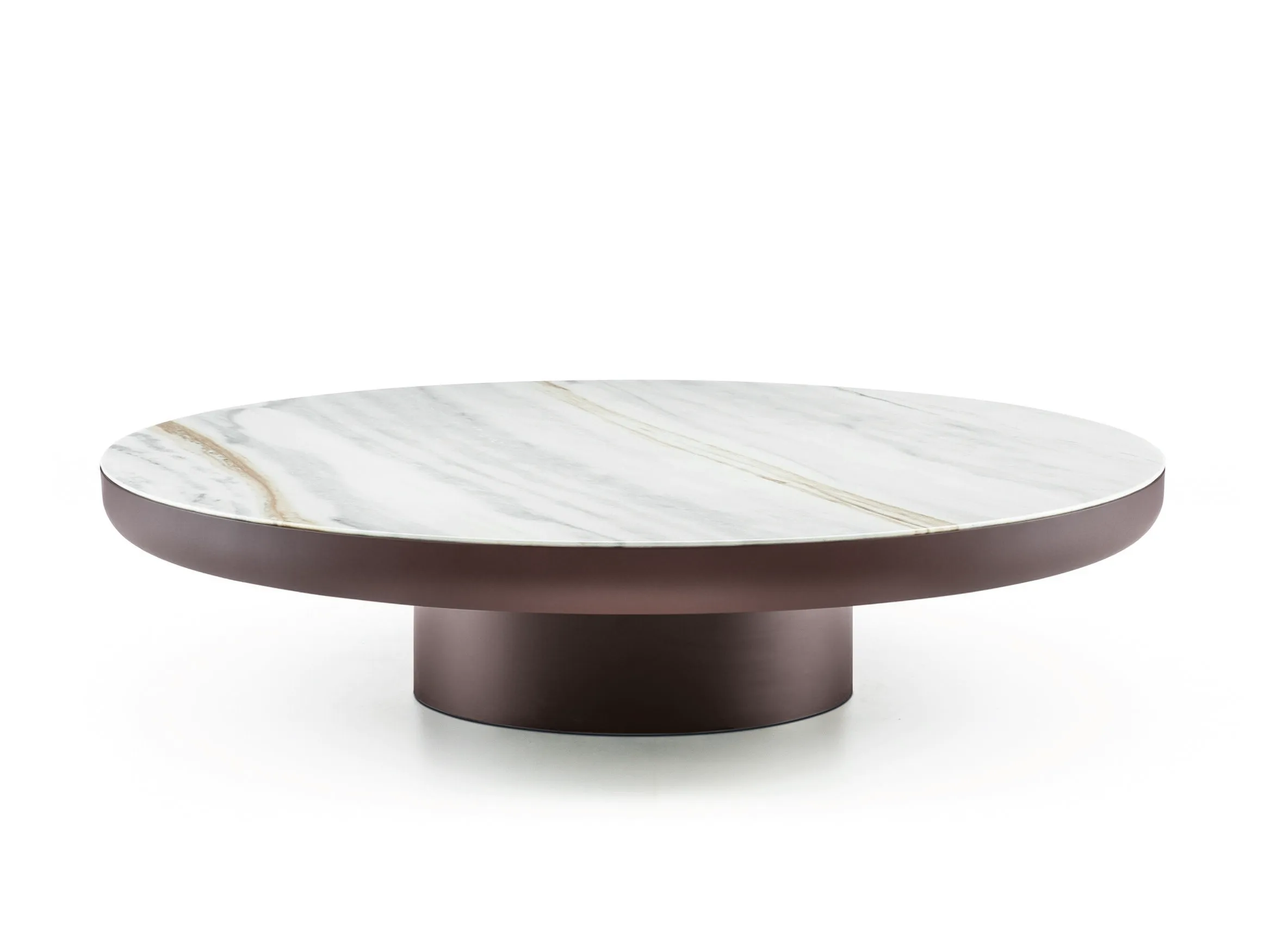 Minimalist Green Marble Round Coffee Table Metal Pedestal